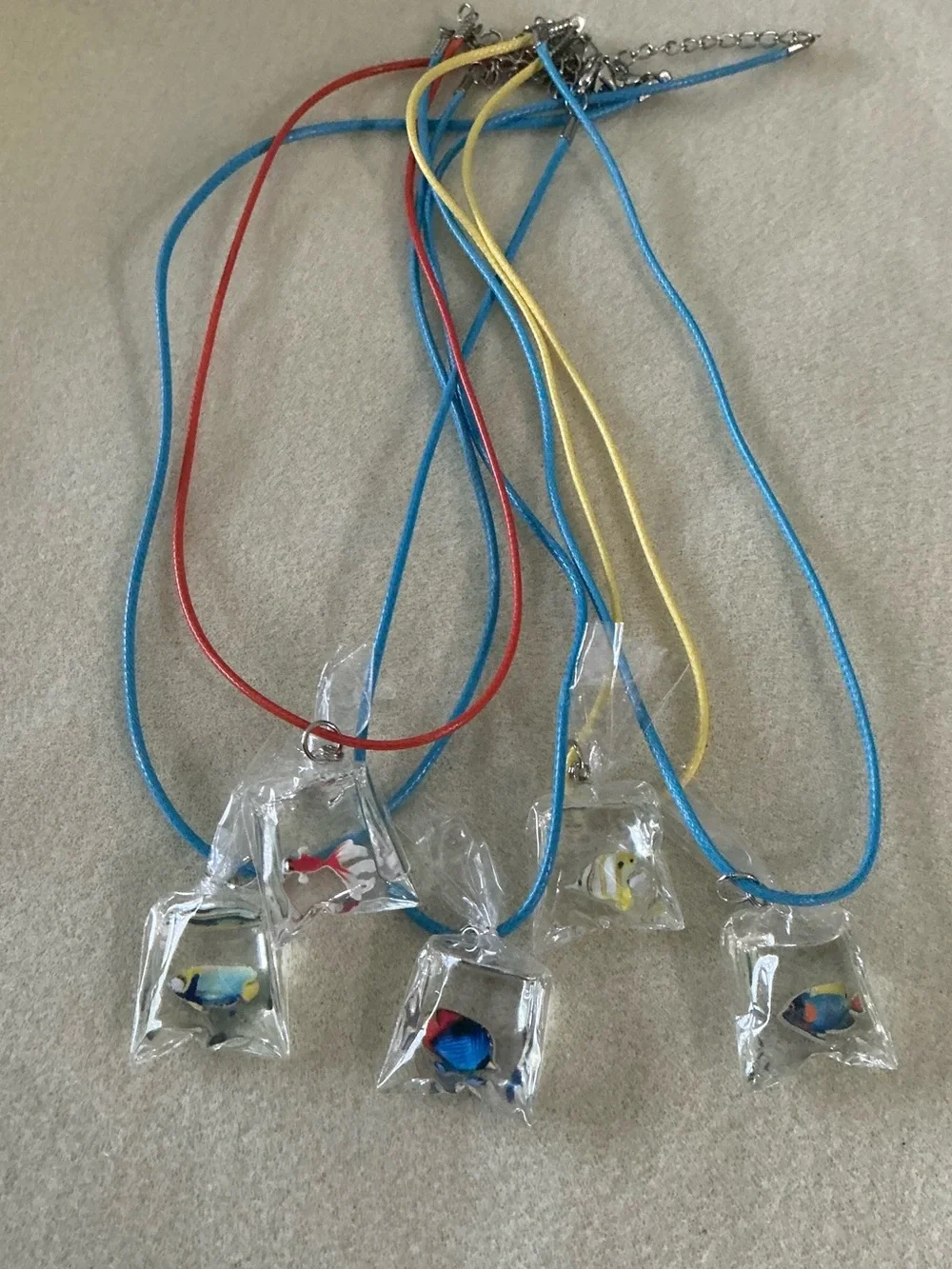 Kids Colorful Fish Pendant Necklaces - set of 5